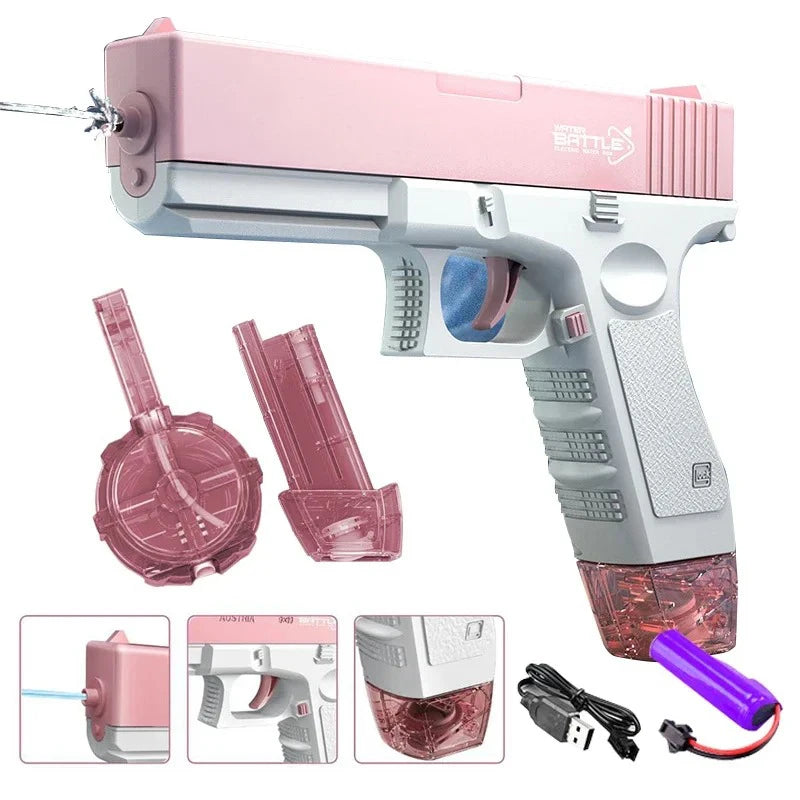 New Children Electric Water Gun Wholesale AutomaticWater Absorption Battery DisplayLarge Capacity Boys' Water PlayToyWaterGun