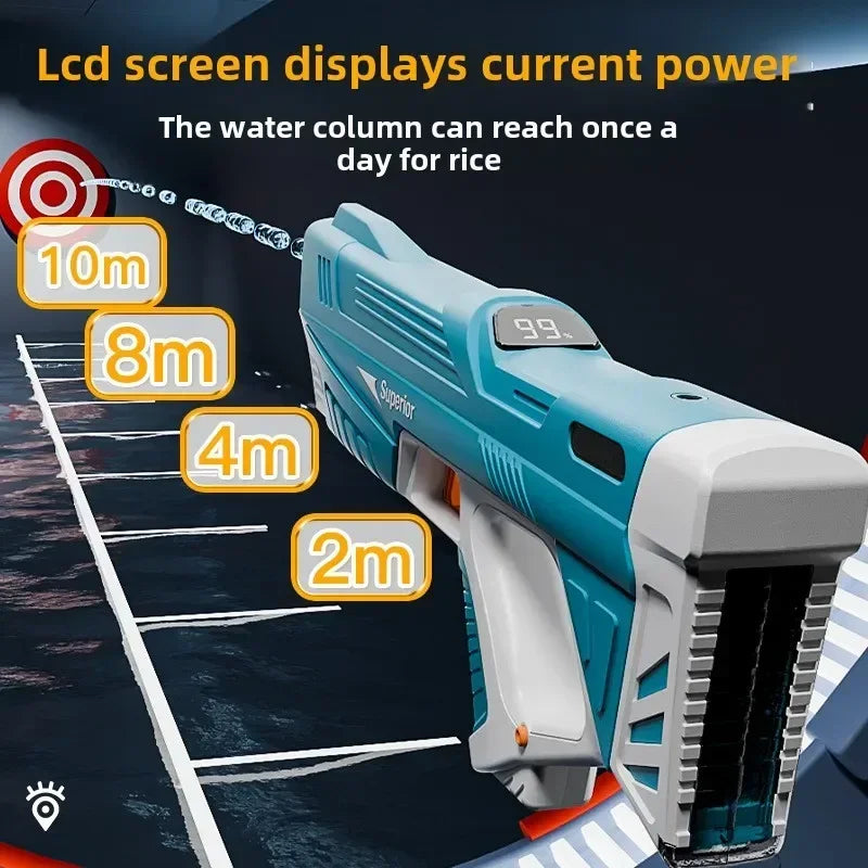 New Children Electric Water Gun Wholesale AutomaticWater Absorption Battery DisplayLarge Capacity Boys' Water PlayToyWaterGun