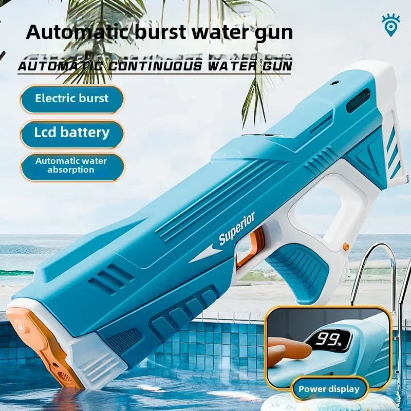 New Children Electric Water Gun Wholesale AutomaticWater Absorption Battery DisplayLarge Capacity Boys' Water PlayToyWaterGun