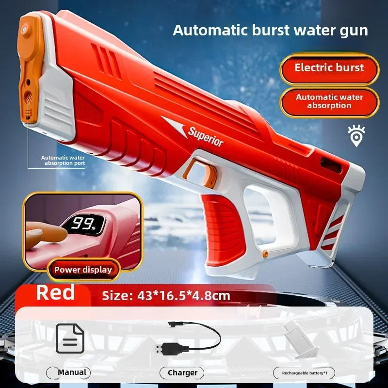 New Children Electric Water Gun Wholesale AutomaticWater Absorption Battery DisplayLarge Capacity Boys' Water PlayToyWaterGun